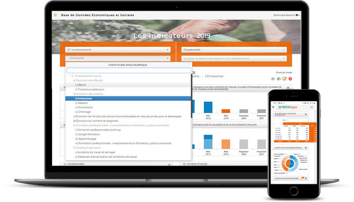 Exemple de consultation BDES sur smartphone et desktop